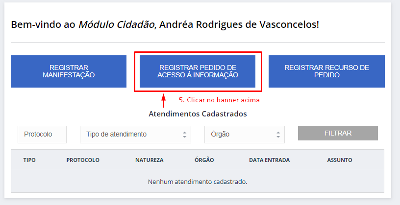 Registro do Pedido