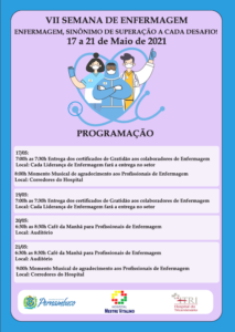 HMV realiza 7ª Semana da Enfermagem de 17 a 21 de maio