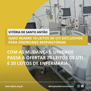 HJMO reabre 10 leitos de UTI