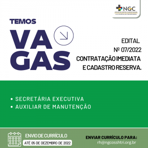 NGC abre edital de contratação