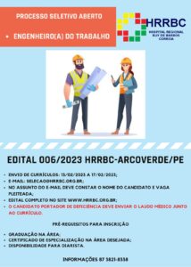 HRRBC abre edital para engenheiro do trabalho