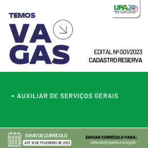 Edital contempla cadastro reserva para auxiliar de serviços gerais