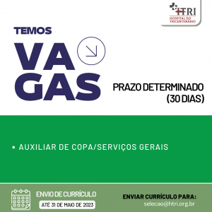 HTRI com vaga temporária para Auxiliar de COPA/Serviços Gerais