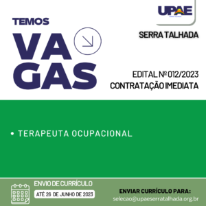 UPAE abre seleção para Terapeuta Ocupacional