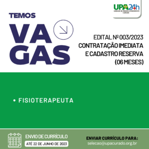 UPA abre edital para fisioterapeuta