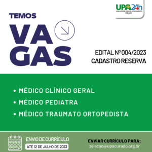 UPA Curado inicia processo seletivo nas diversas especialidades médicas