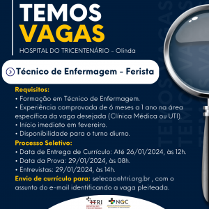HTRI inicia processo seletivo para vagas temporárias
