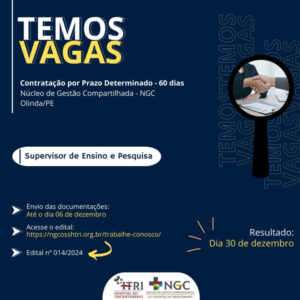 OSS Htri abre processo seletivo para vaga temporária no Núcleo de Gestão